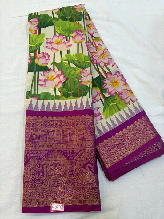 Digital Printed Semi Gadwal Silk Saree