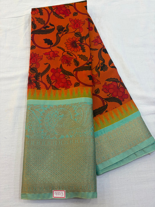 Digital Printed Semi Gadwal Silk Saree
