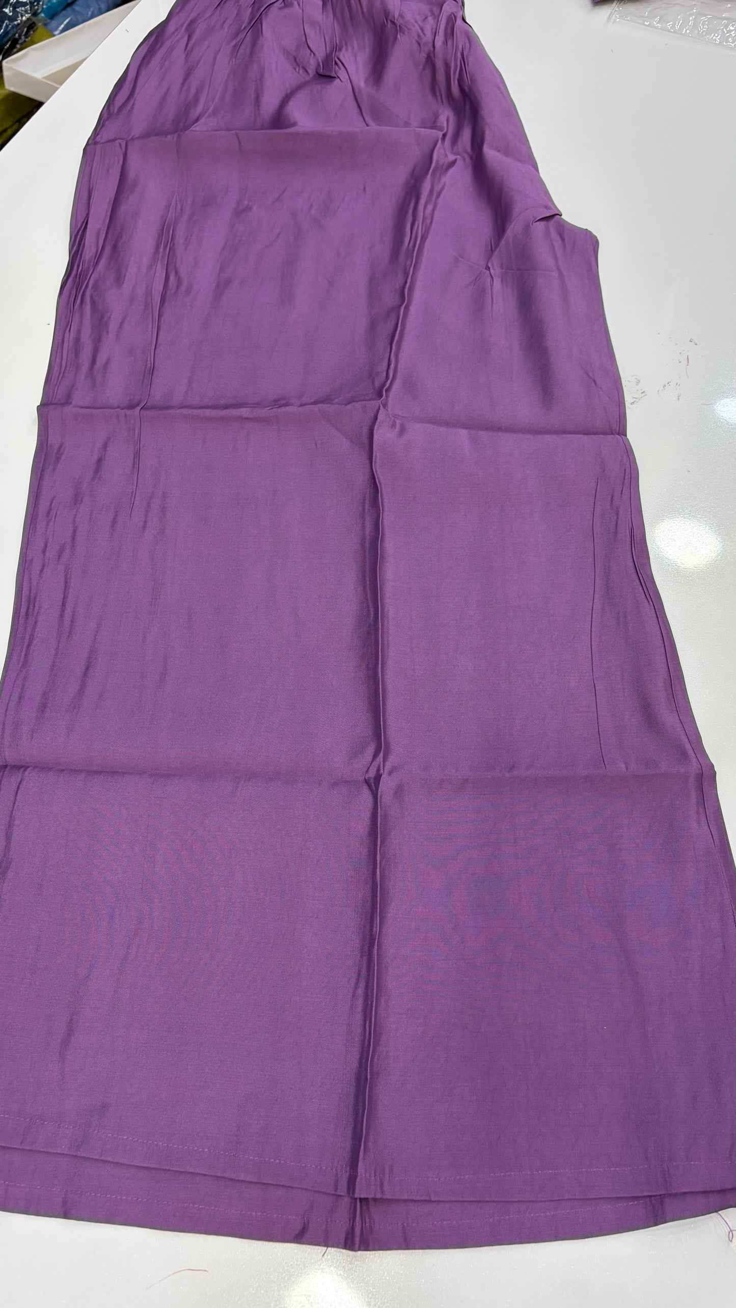 Light Purple Mul Chanderi Embroidery Kurti Set