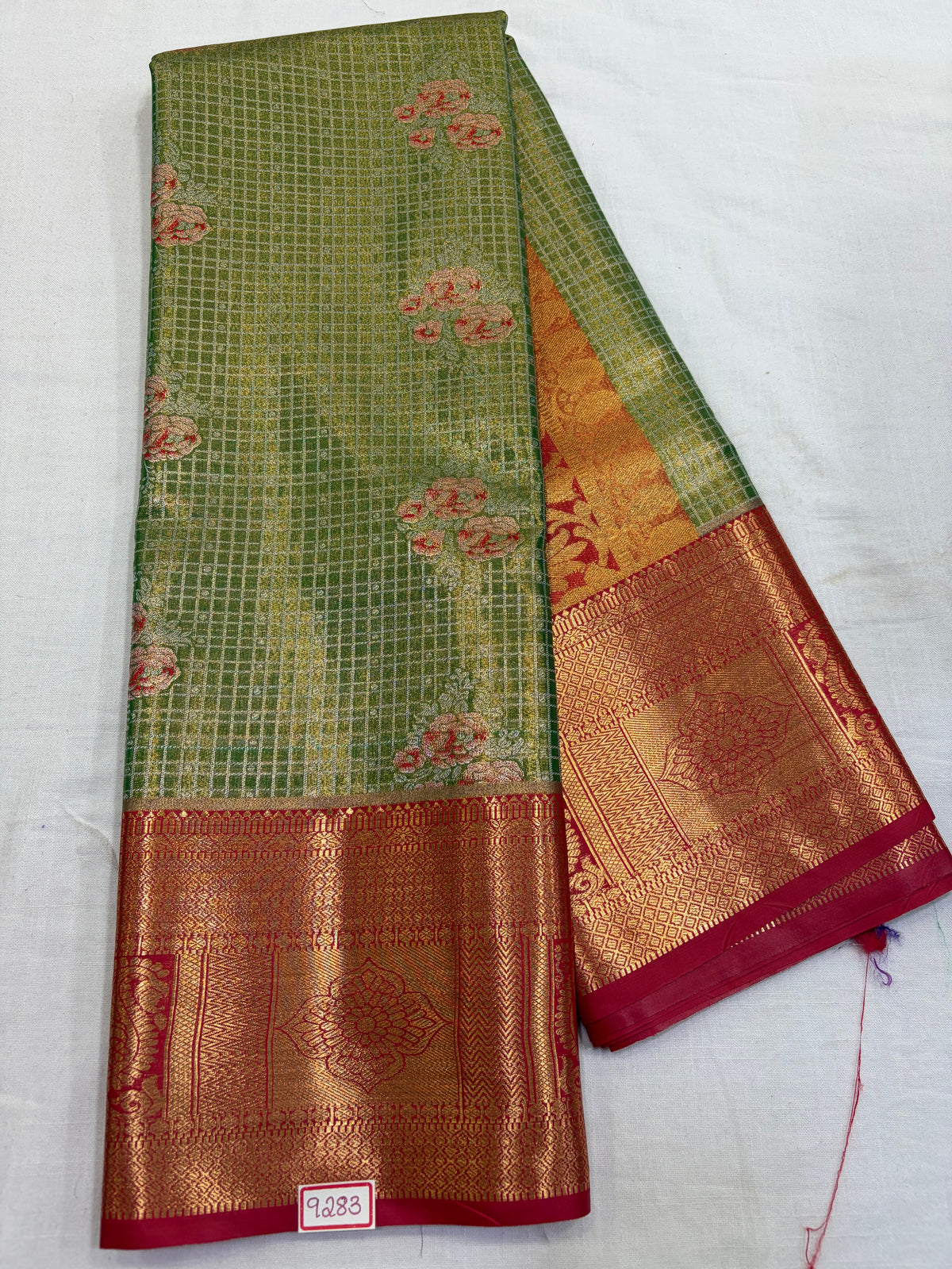 Semi Kanchi Tissue Pattu Saree - Pencil Work