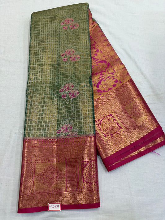 Semi Kanchi Tissue Pattu Saree - Pencil Work