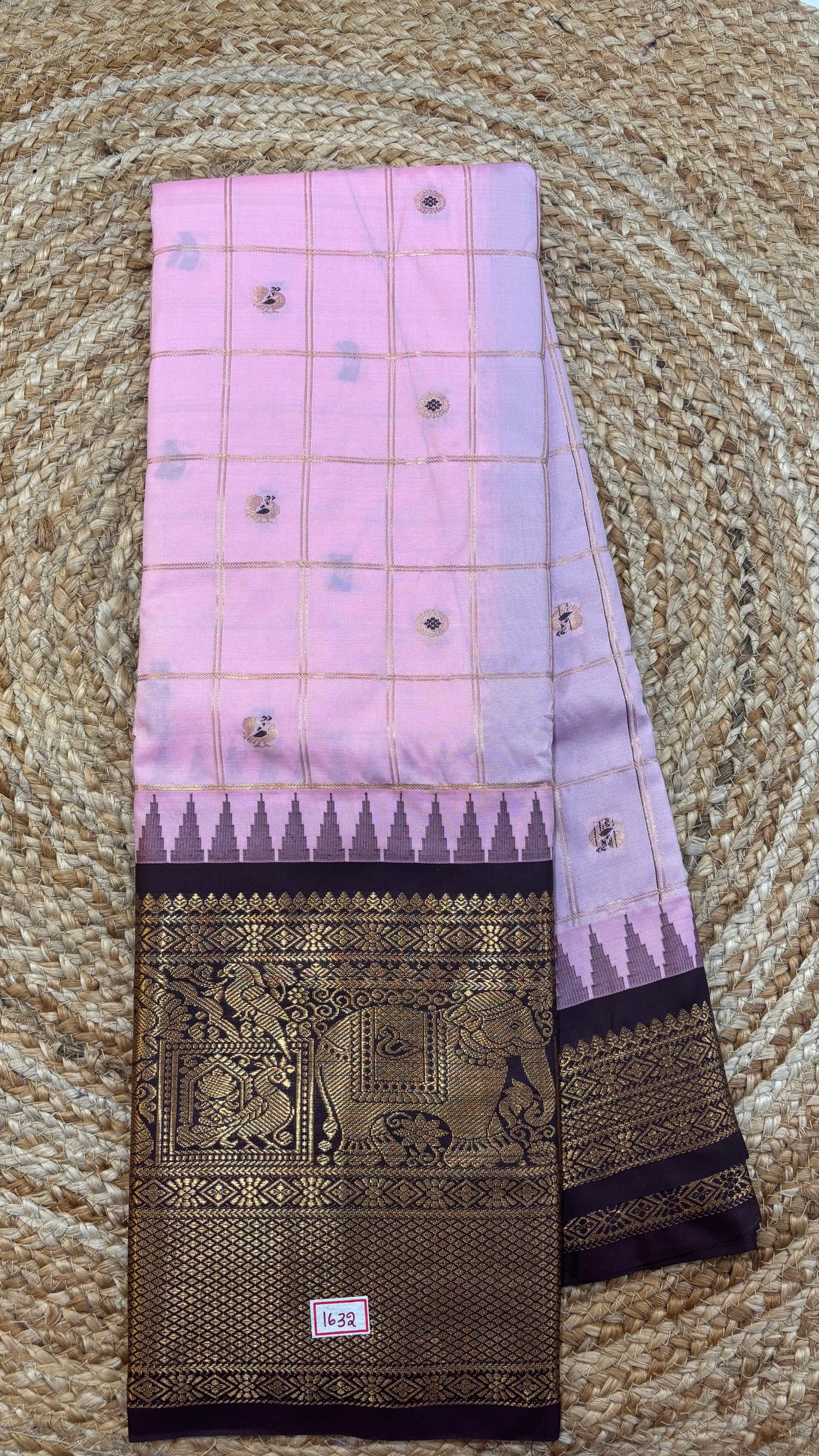 Semi Gadwal Checks Saree