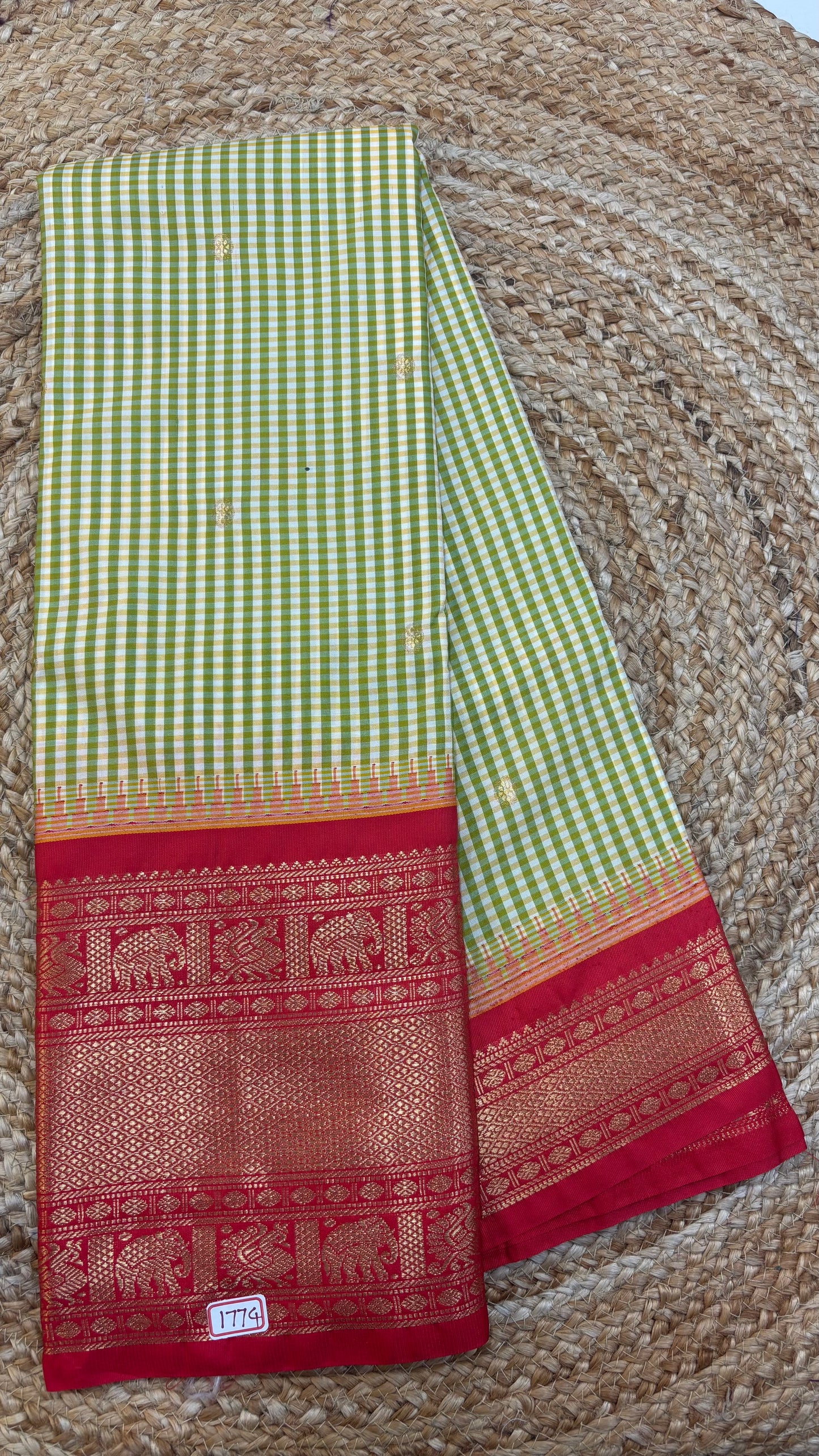 Semi Gadwal Checks Saree