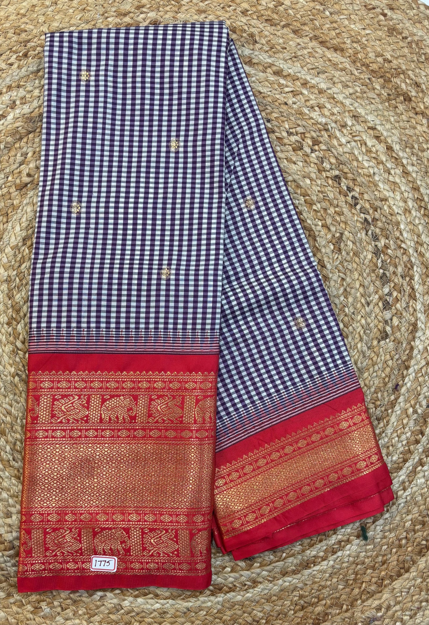 Semi Gadwal Checks Saree