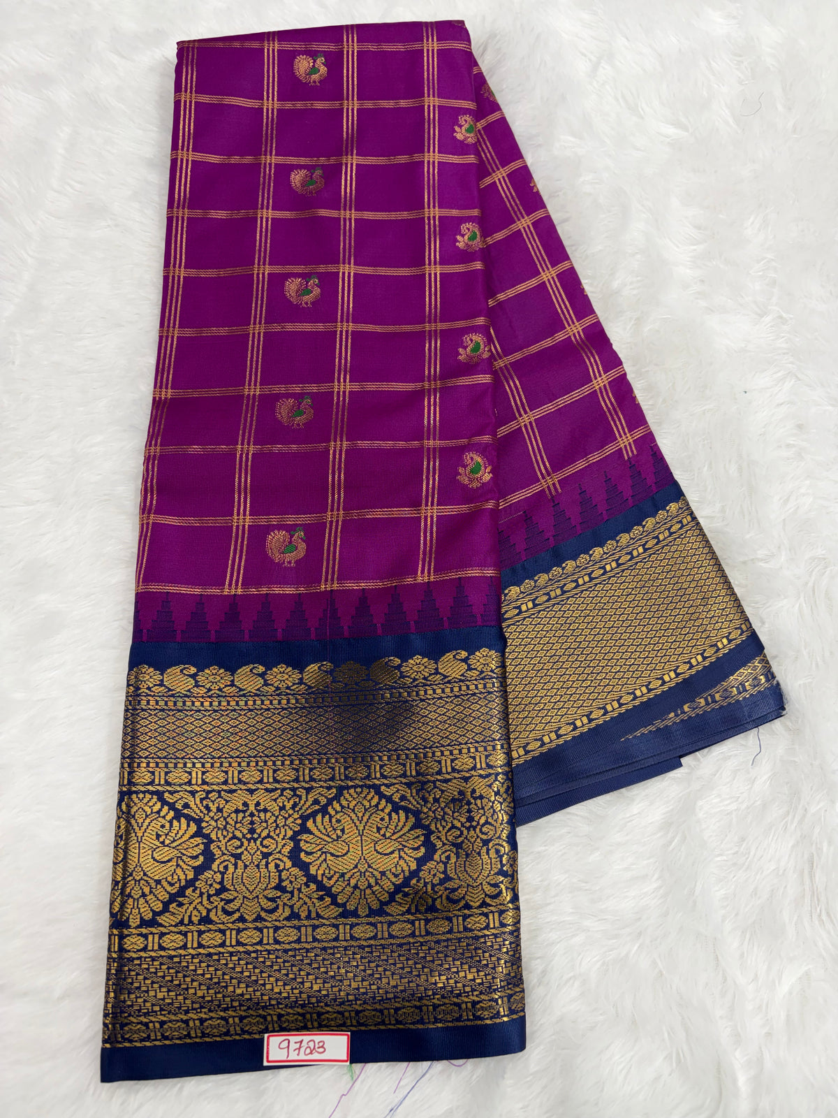 Semi Gadwal Silk - Vintage Checks Saree