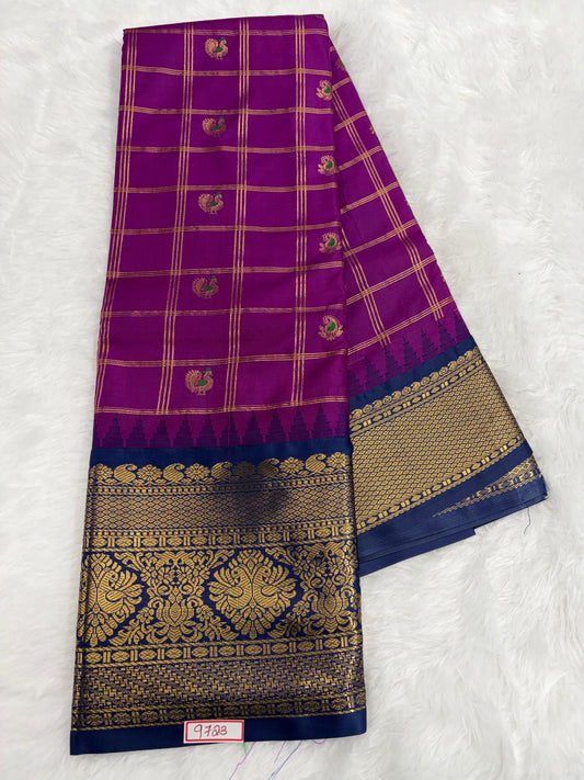 Semi Gadwal Silk - Vintage Checks Saree