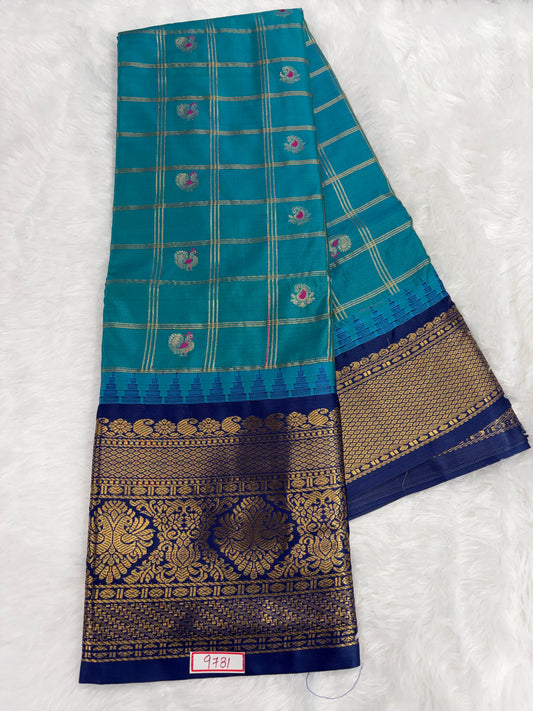 Semi Gadwal Silk - Vintage Checks Saree