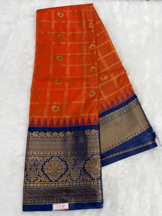 Semi Gadwal Silk - Vintage Checks Saree