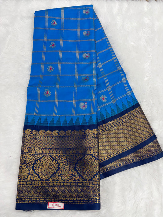 Semi Gadwal Silk - Vintage Checks Saree