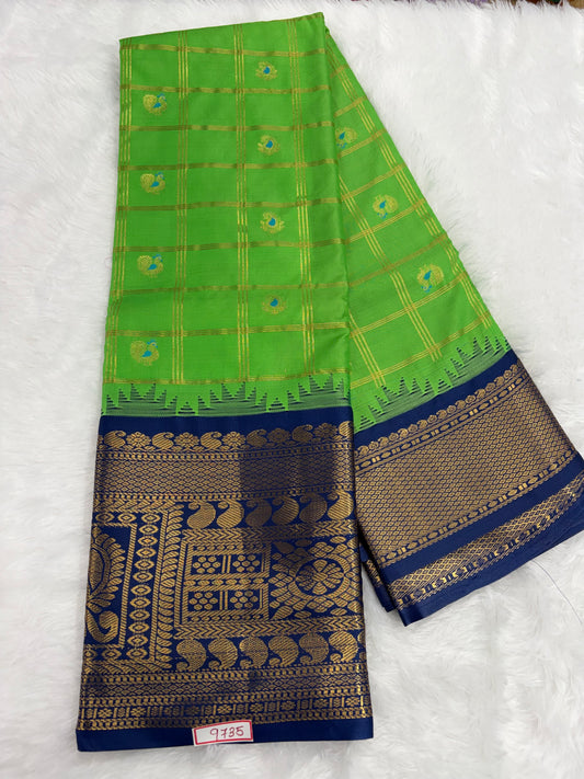 Semi Gadwal Silk - Vintage Checks Saree