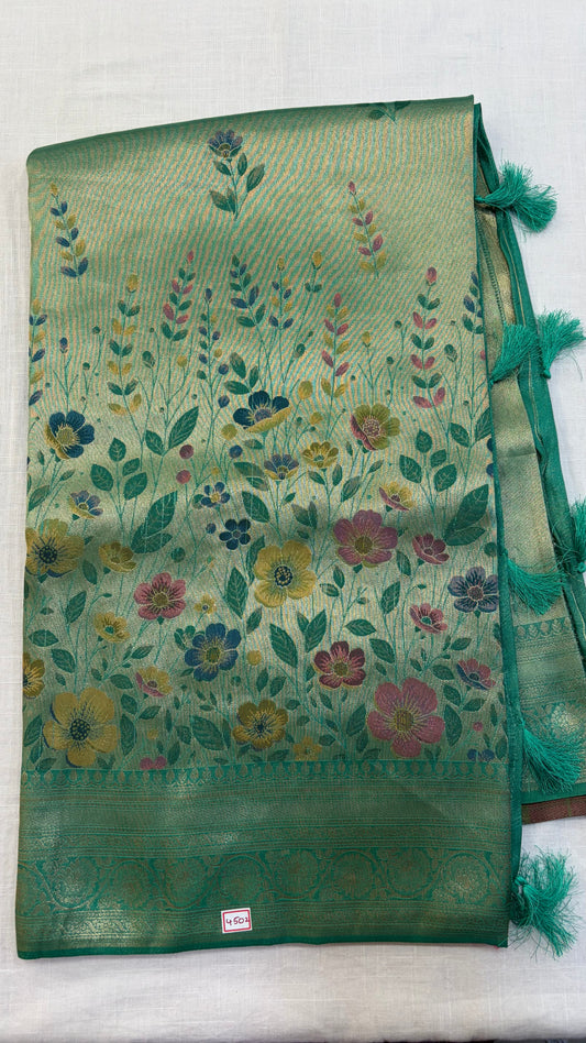 Banaras Georgette Tissue Floral weaving Saree
