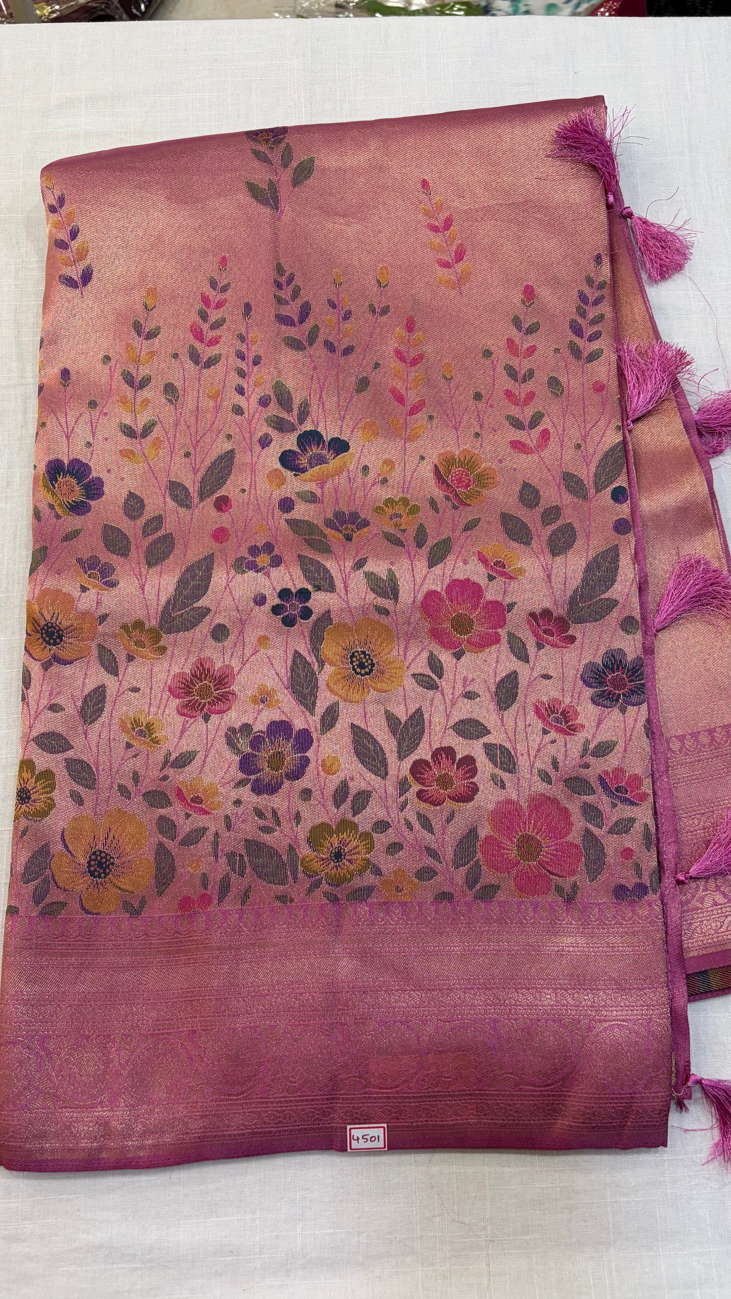 Banaras Georgette Tissue Floral weaving Saree