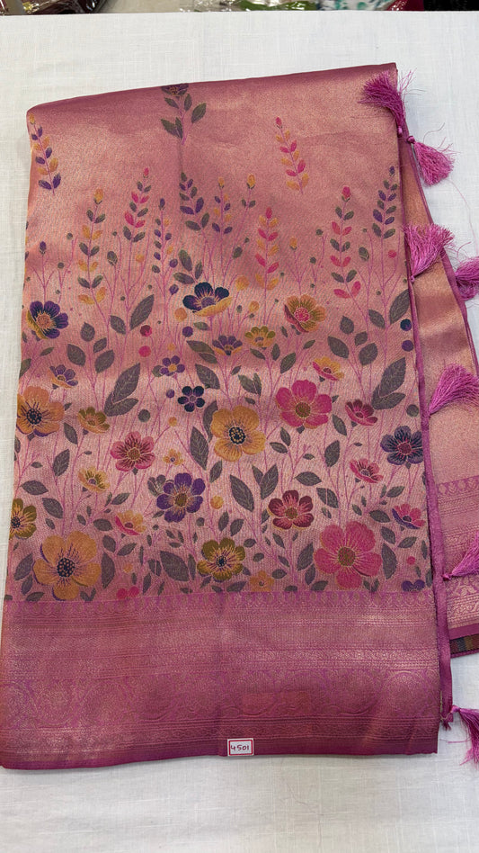 Banaras Georgette Tissue Floral weaving Saree