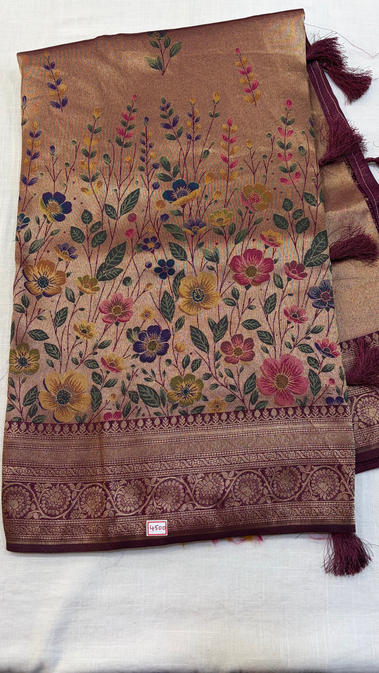 Banaras Georgette Tissue Floral weaving Saree
