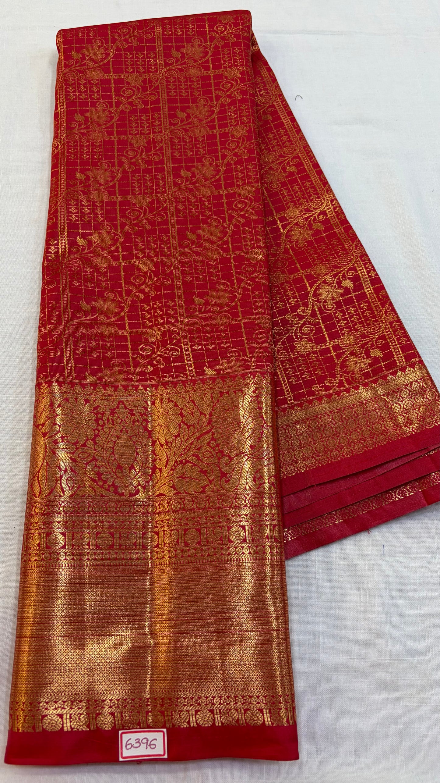 Self Semi Kanchi Pattu saree- Mirchi Red