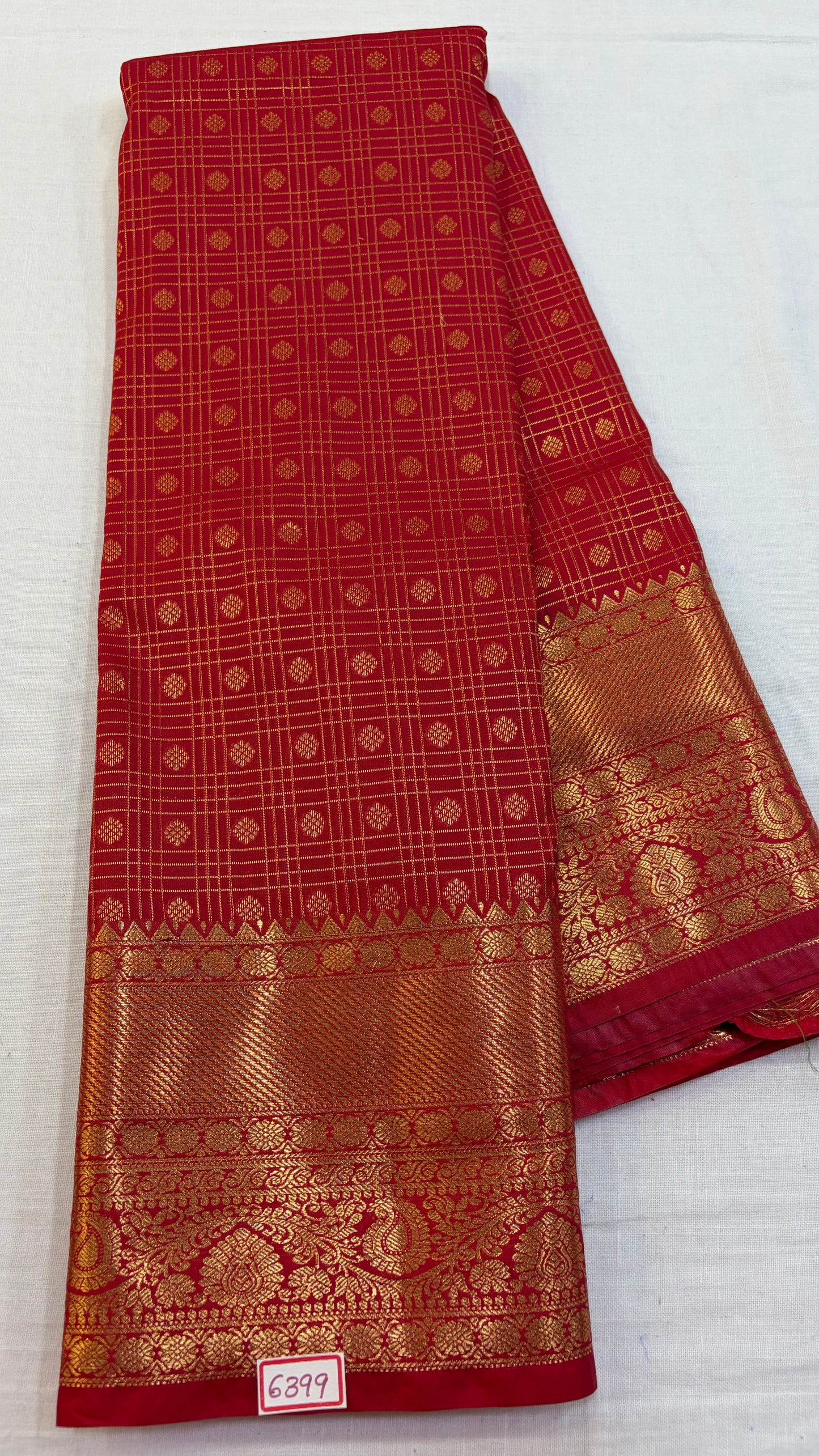 Self  Semi Kanchi Pattu saree- Mirchi Red