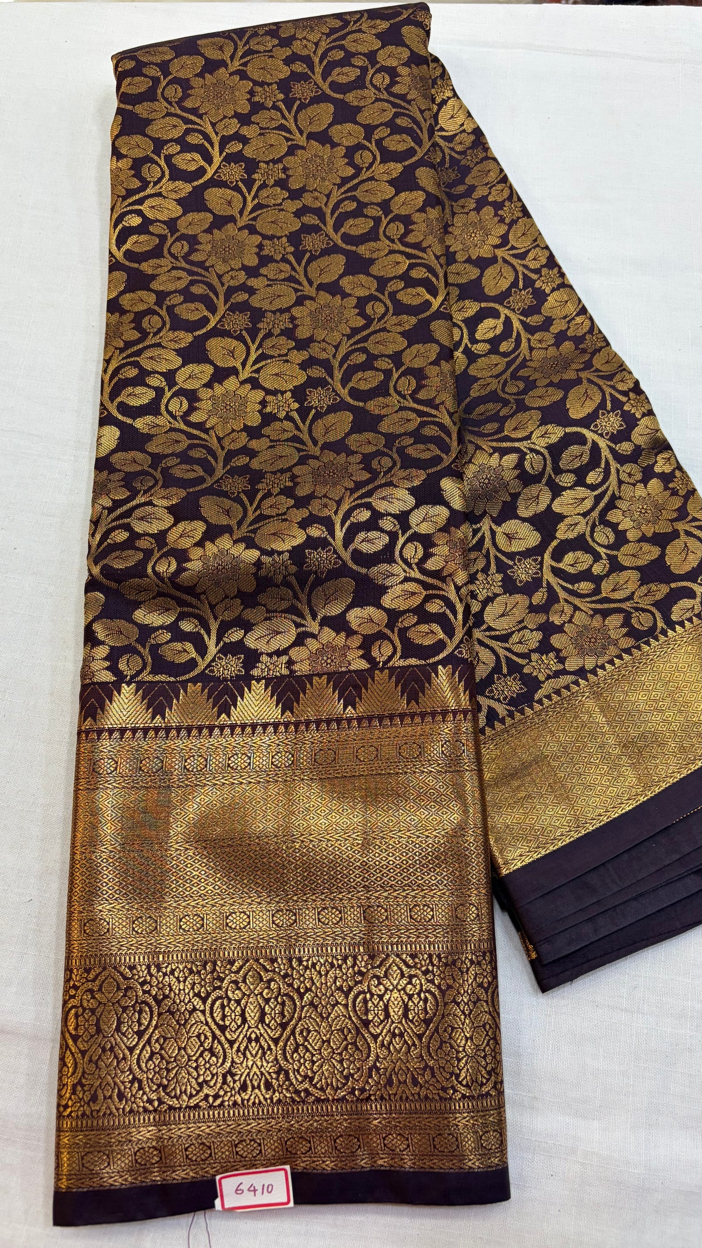 Self Semi Kanchi Pattu saree - Brown