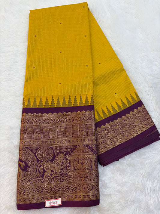 Semi Gadwal silk Vintage Checks Saree