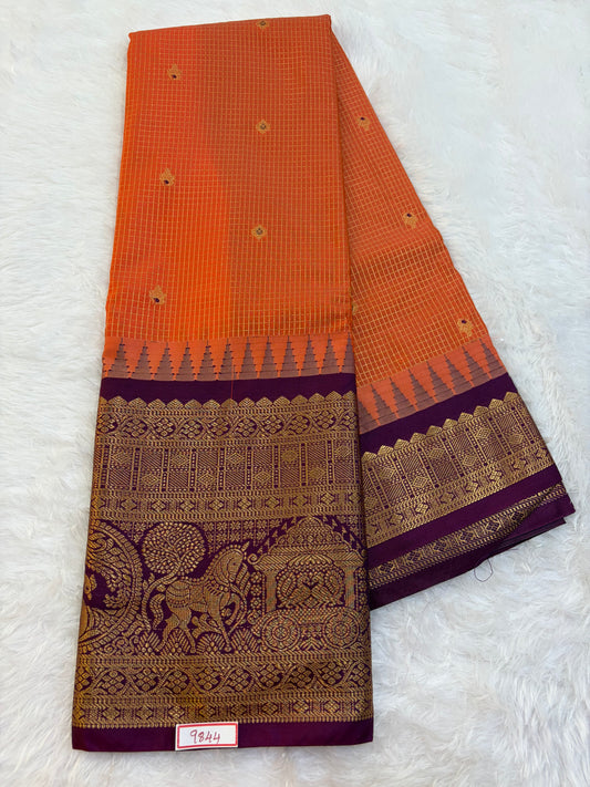Semi Gadwal silk Vintage Checks Saree
