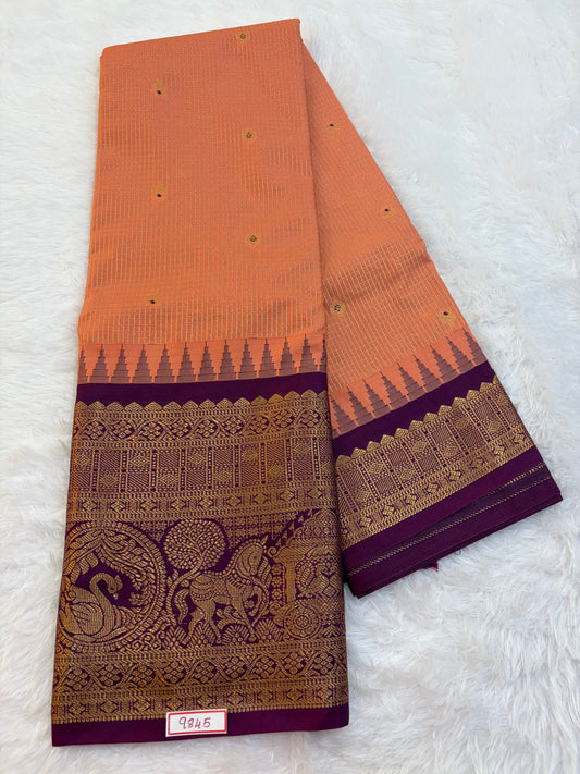 Semi Gadwal silk Vintage Checks Saree