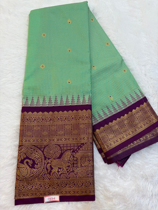 Semi Gadwal silk Vintage Checks Saree