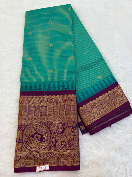 Semi Gadwal silk Vintage Checks Saree