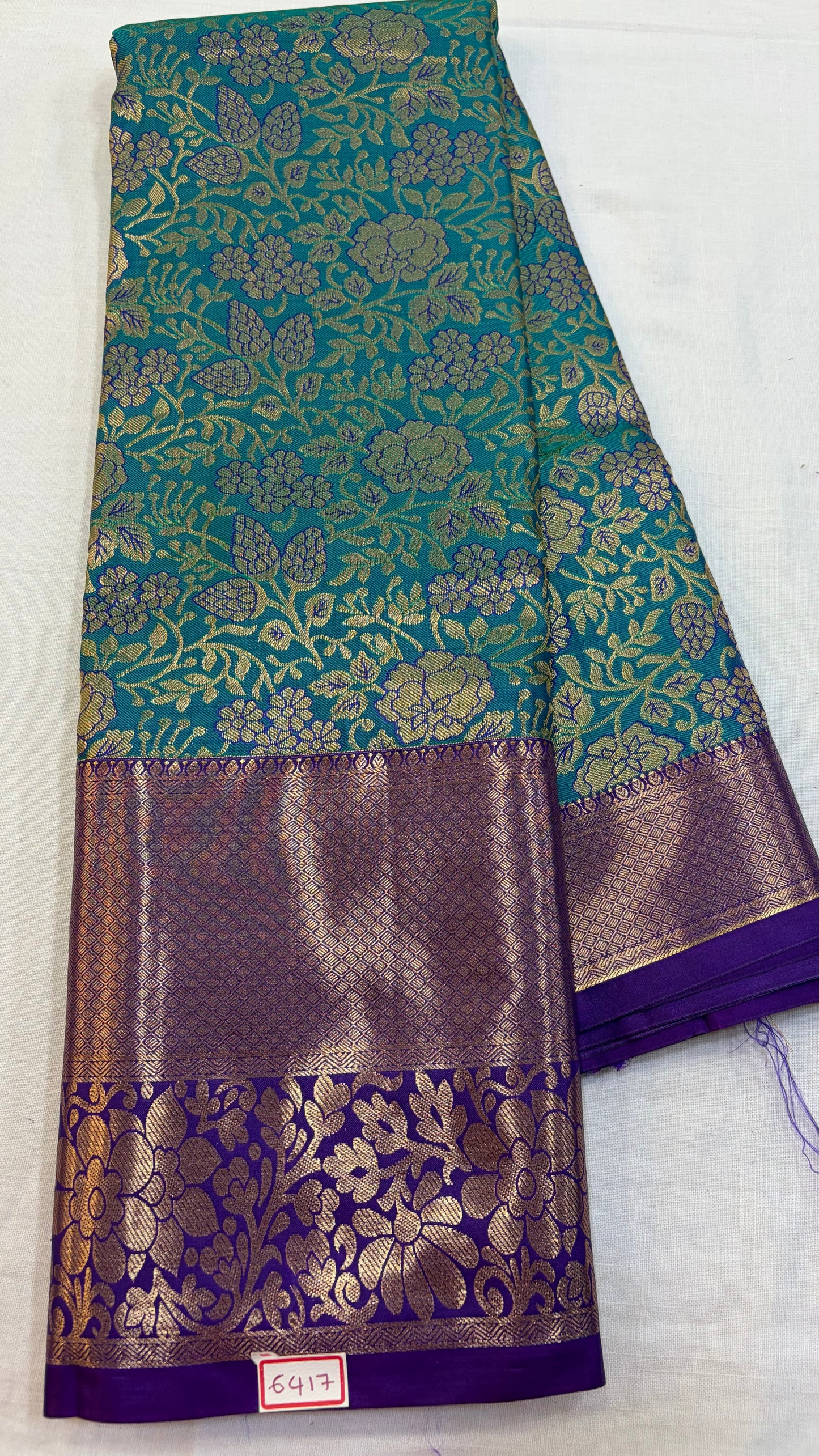 Semi Kanchi Pattu saree Blue with Dark blue