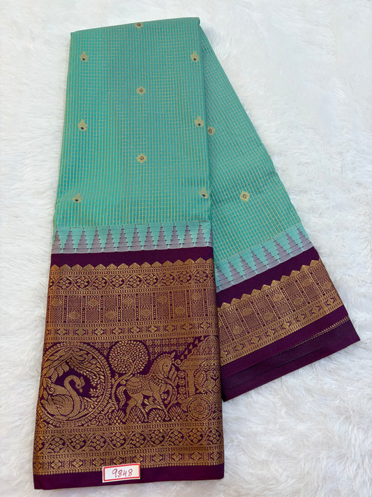 Semi Gadwal silk Vintage Checks Saree