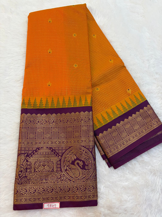 Semi Gadwal silk Vintage Checks Saree
