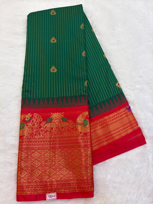 Semi Gadwal silk Vintage Checks with Meena Border Saree