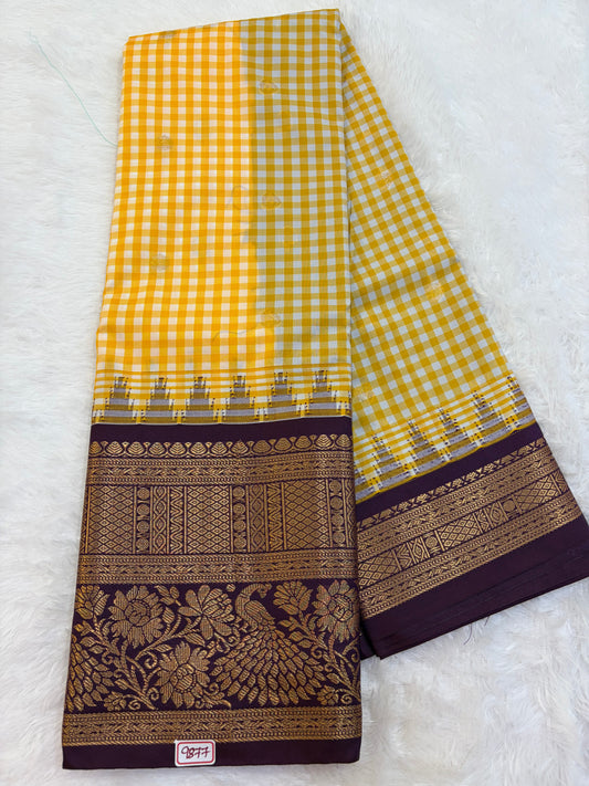 Semi Gadwal Madras Checks Saree