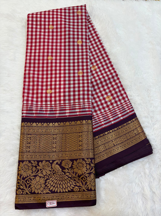 Semi Gadwal Madras Checks Saree