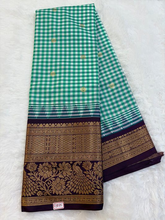 Semi Gadwal Madras Checks Saree