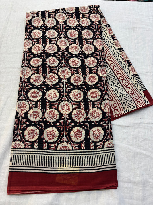 Mul cotton Block printed Saree