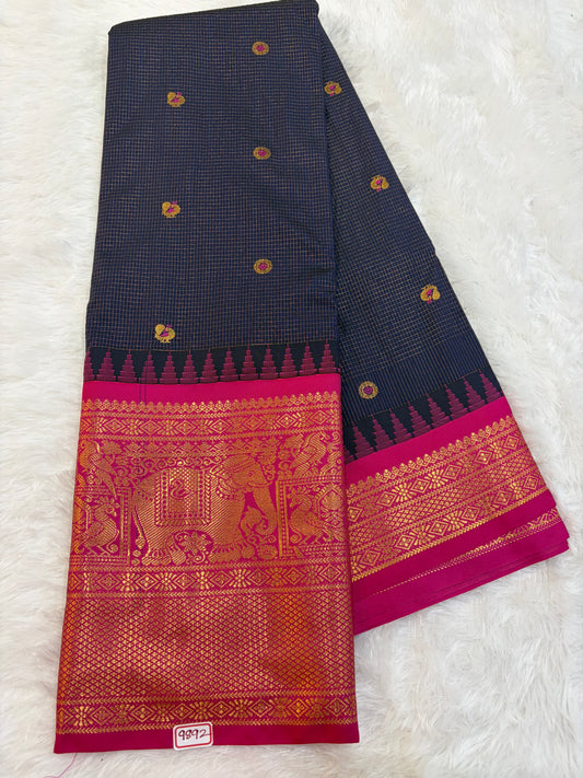 Semi Gadwal silk Vintage Checks Saree