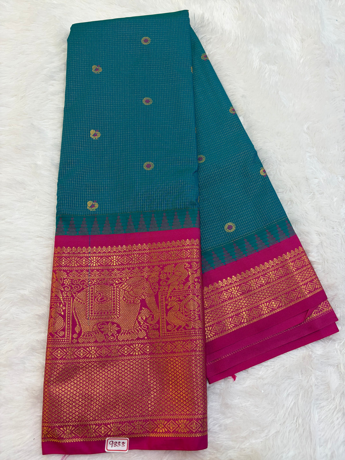 Semi Gadwal silk Vintage Checks Saree