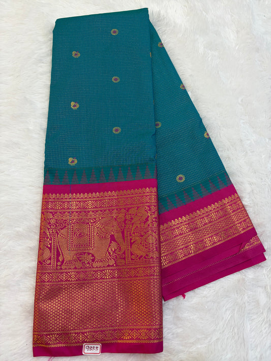 Semi Gadwal silk Vintage Checks Saree