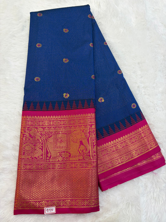 Semi Gadwal silk Vintage Checks Saree