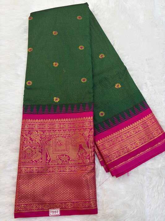 Semi Gadwal silk Vintage Checks Saree
