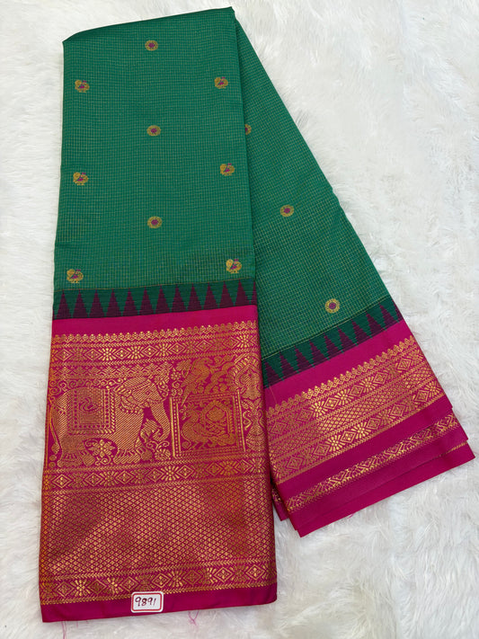 Semi Gadwal silk Vintage Checks Saree
