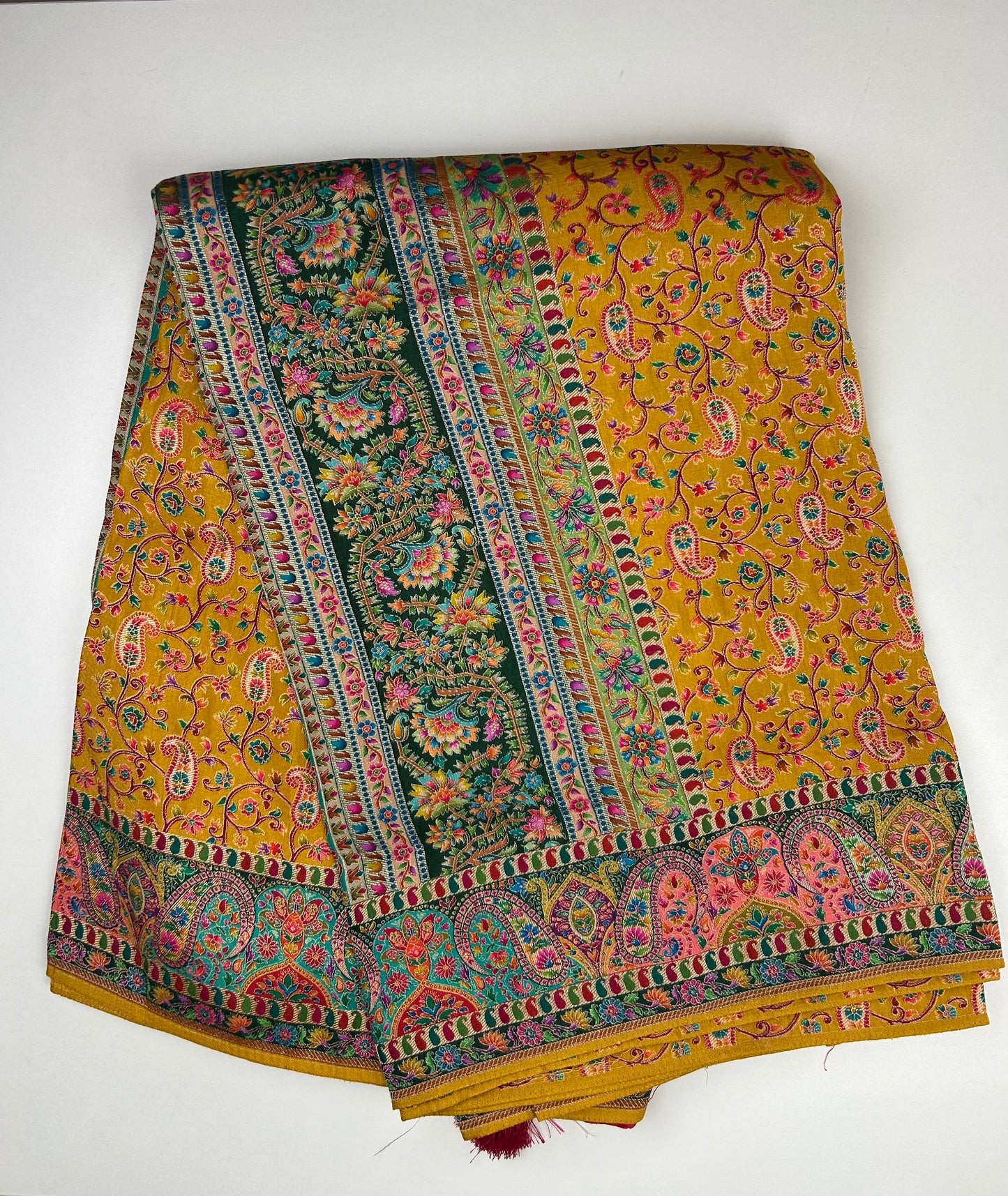Kashmiri Inspired Pashmina Sarees – Mustard Yellow Variants