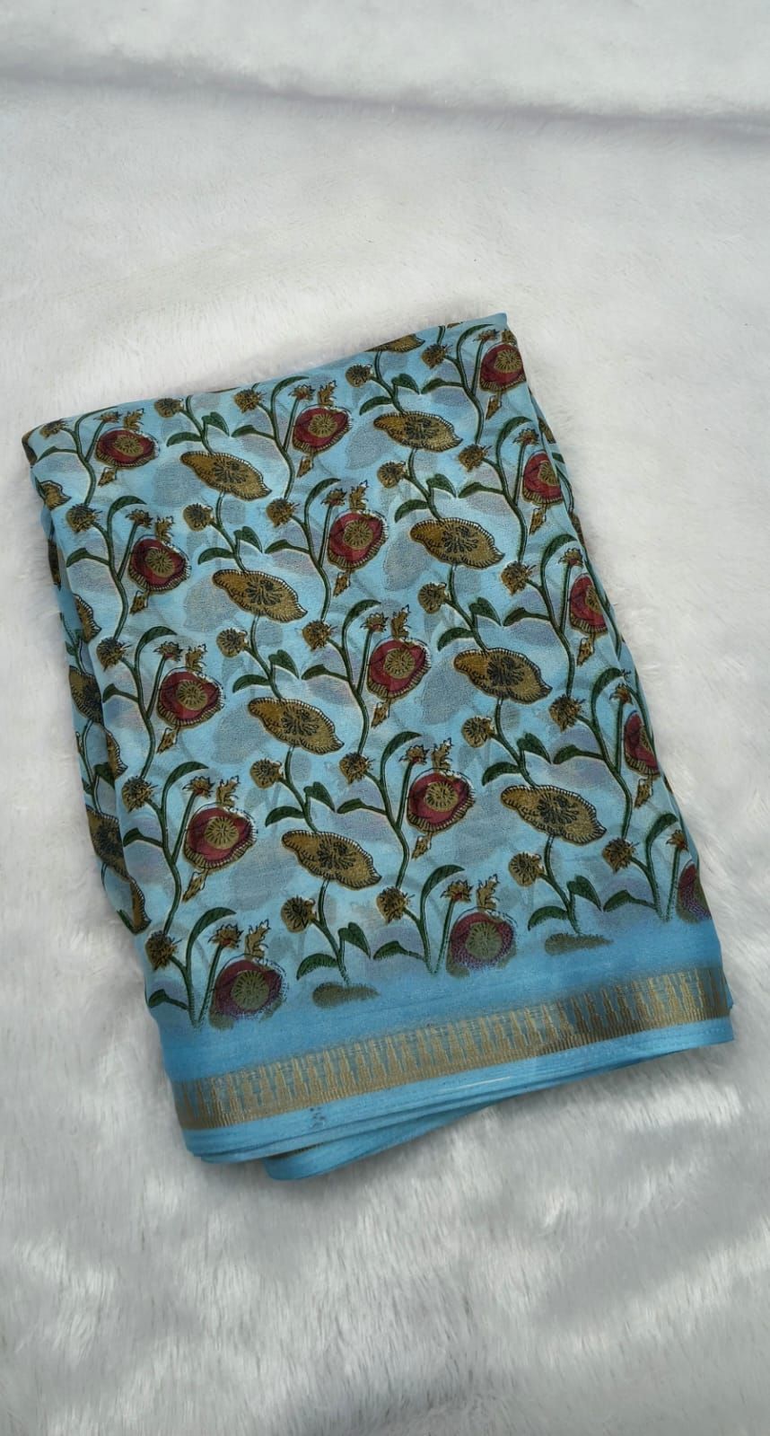 Trisha Saree- Blue Butter Crepe