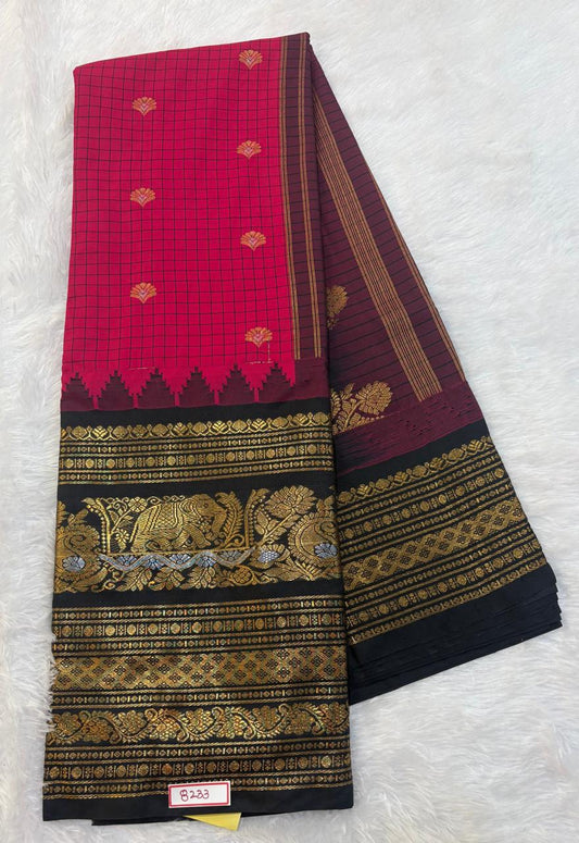 Semi Gadwal Checks Sarees