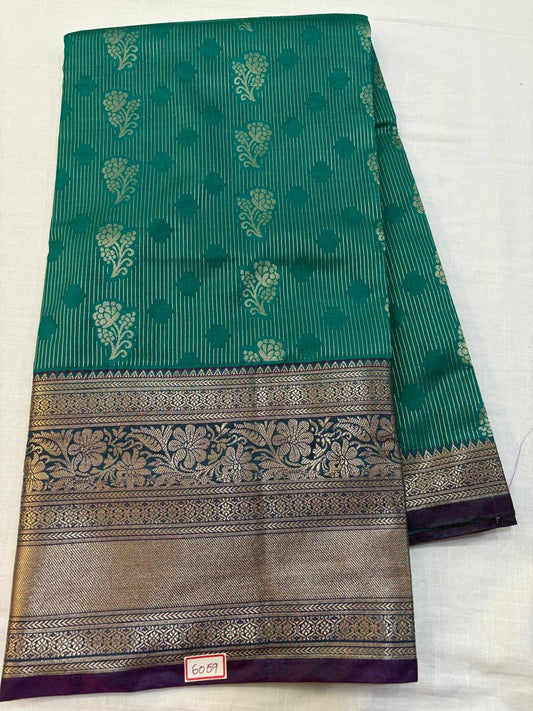 Semi Uppada Saree Sea Green with purple