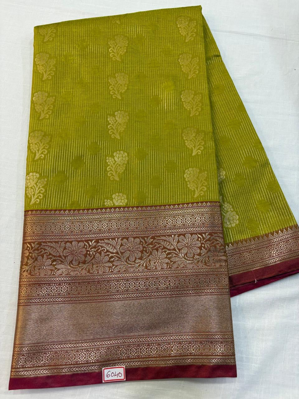Semi Uppada Saree Light green with pink