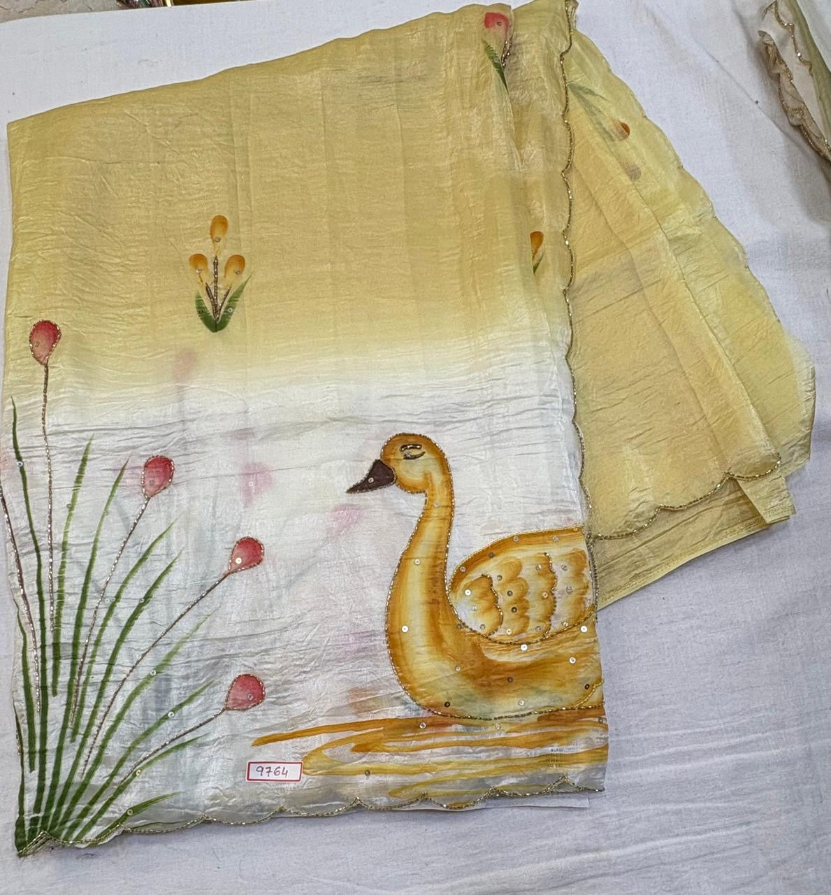 Soft Organza Hand painted Embroidery Saree