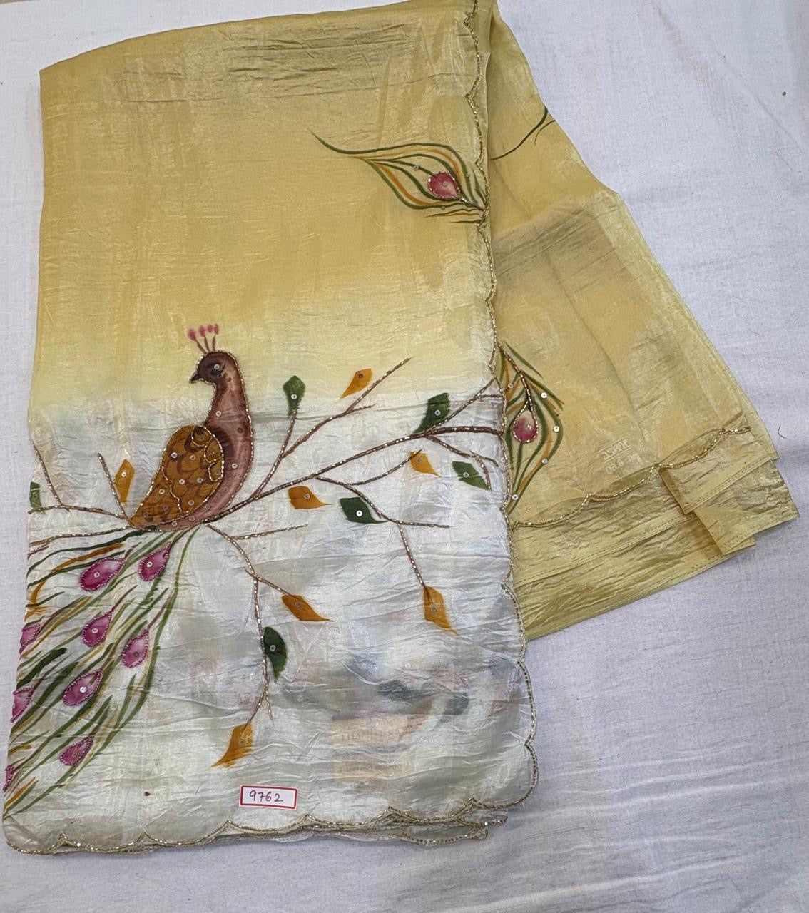 Soft Organza Hand painted Embroidery Saree