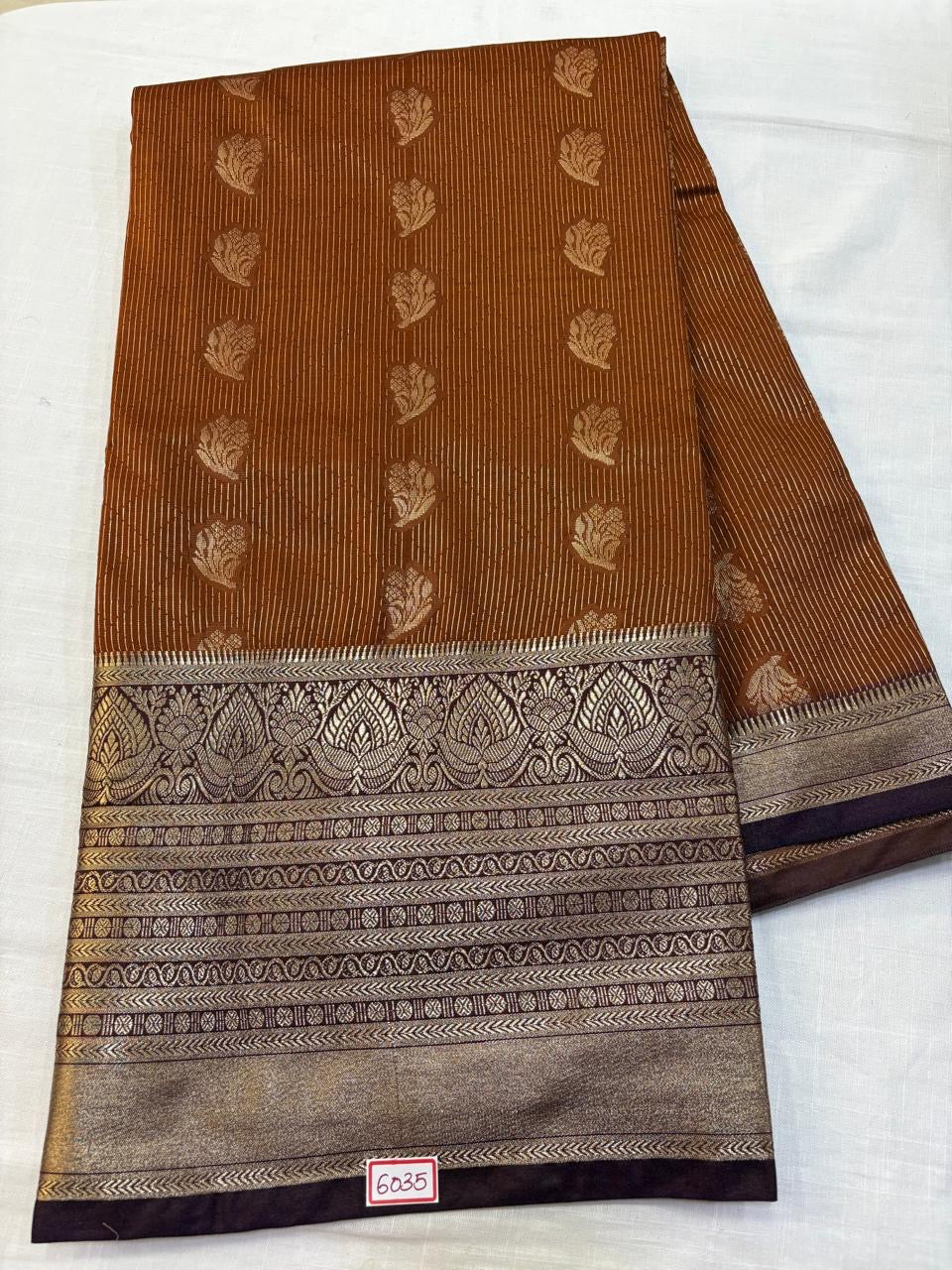 Semi Uppada Saree Rust Orange with Purple