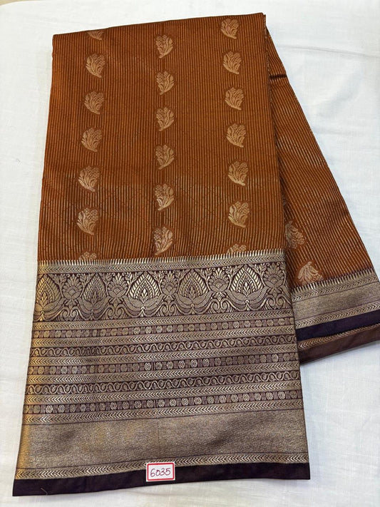 Semi Uppada Saree Rust Orange with Purple